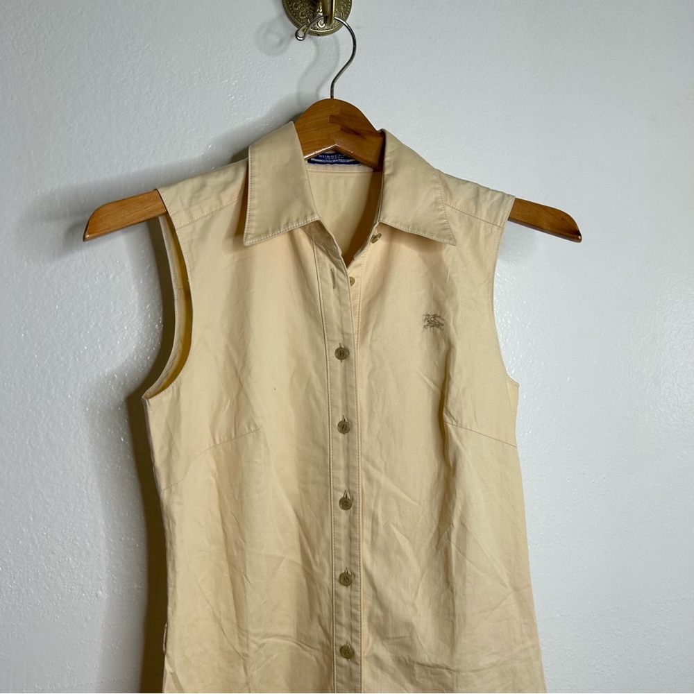 Burberry London Blue Label Tan Neutral Button Down Collared Dress Logo Size 38/8 - Picture 6 of 13